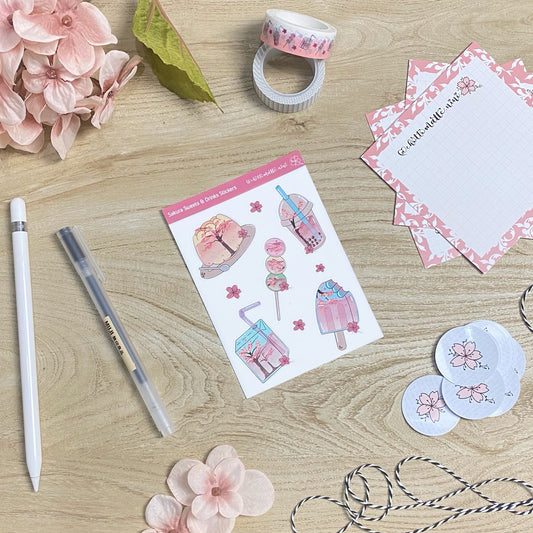 Sakura Sweets & Drinks Sticker Sheet