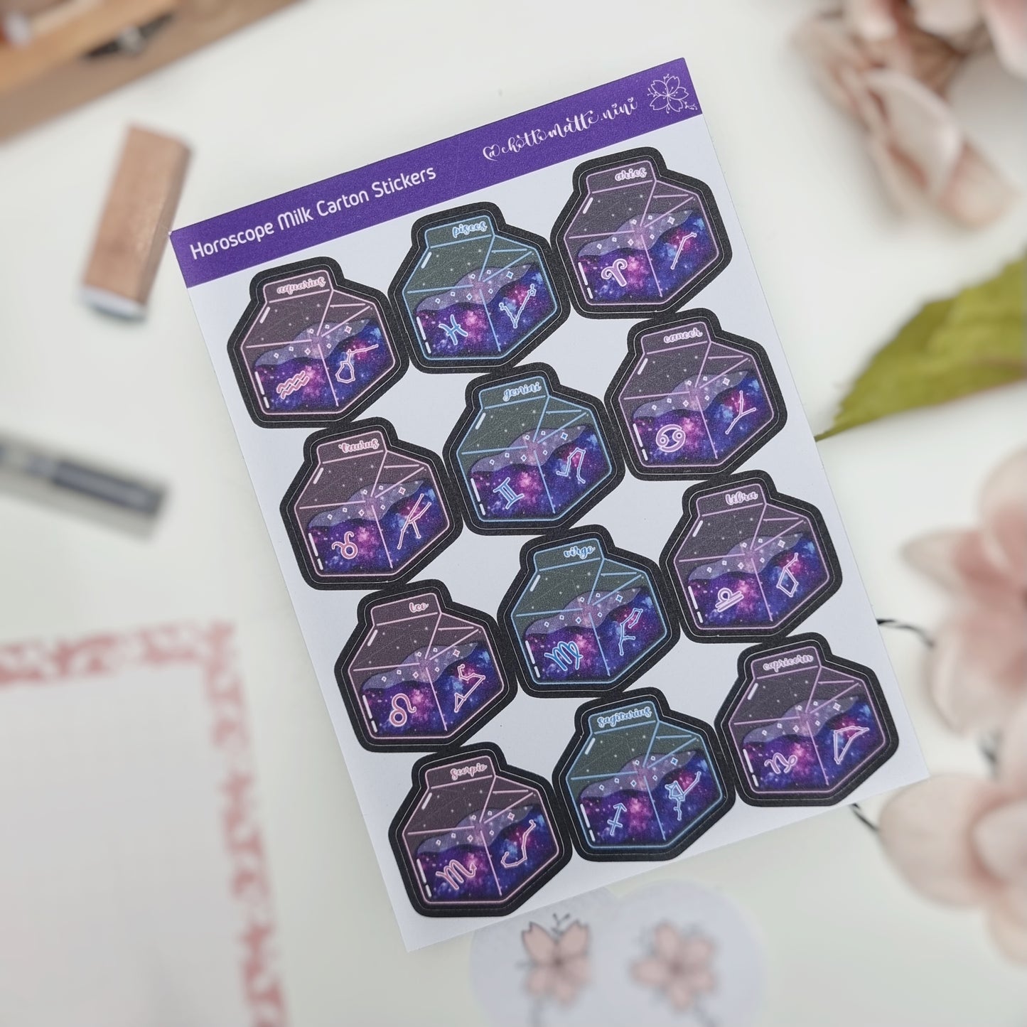 Zodiac Signs Milk Cartons Sticker Sheet