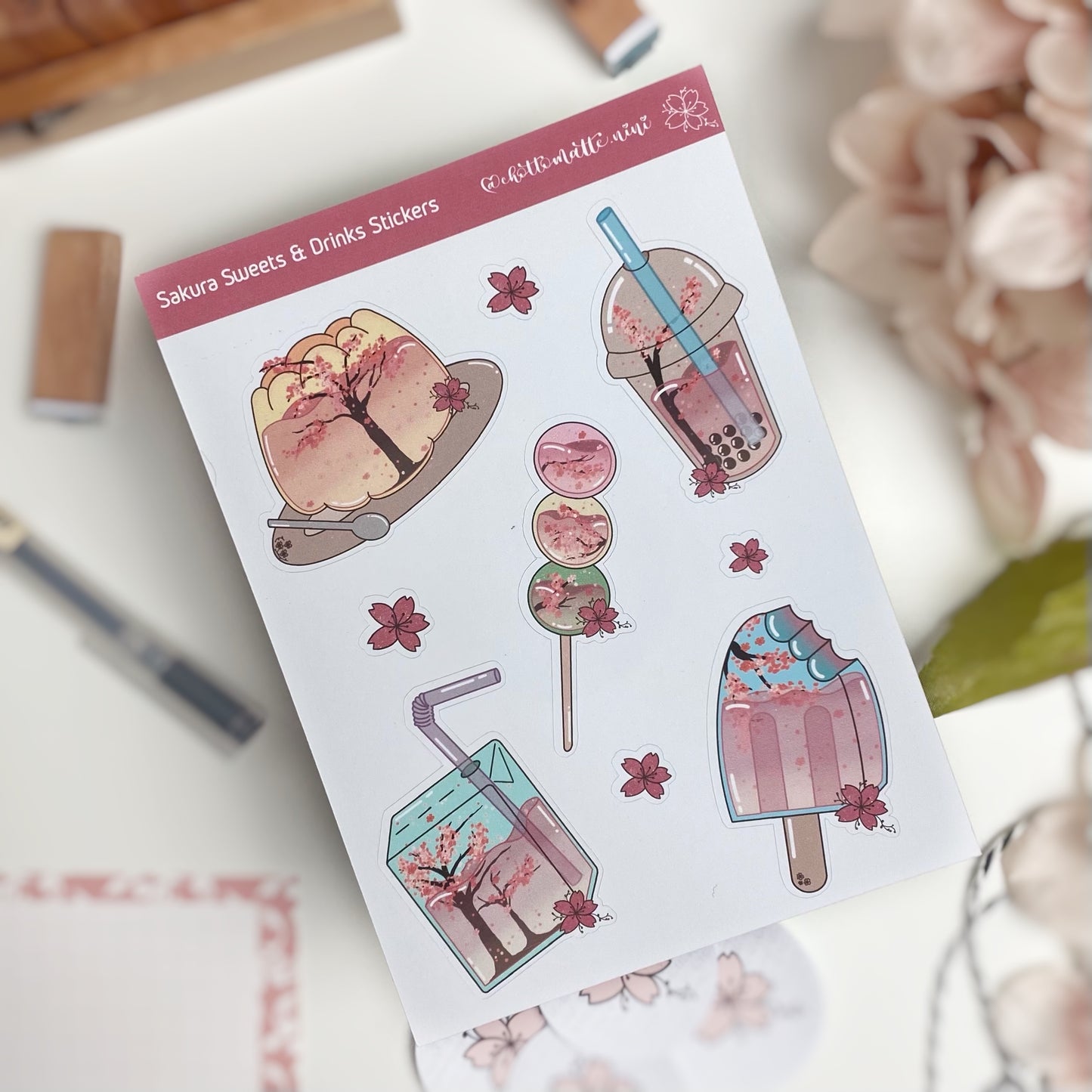 Sakura Sweets & Drinks Sticker Sheet